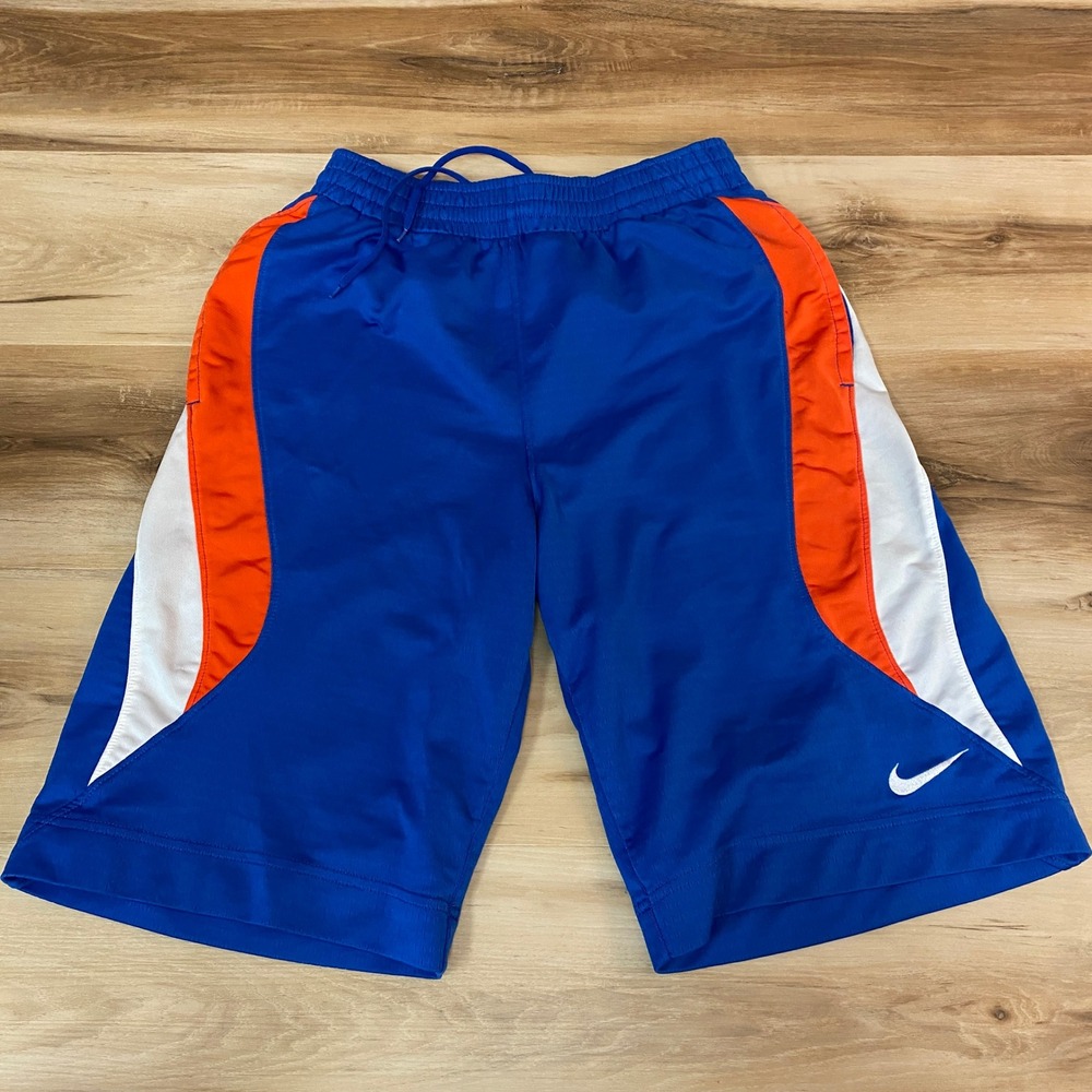 Nike Basketball Shorts Mens Small Blue Orange Baggy Dazzle Vintage Y2K Shiny